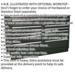 Loops 1.55m Heavy Duty Modular Floor Cabinet - 11 Locking Drawers - Steel Construction in Metallics - thumbnail 2