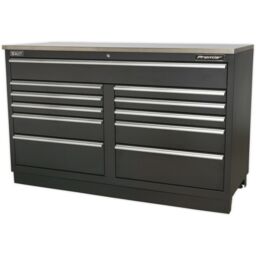 Loops 1.55m Heavy Duty Modular Floor Cabinet - 11 Locking Drawers - Steel Construction in Metallics - thumbnail 4