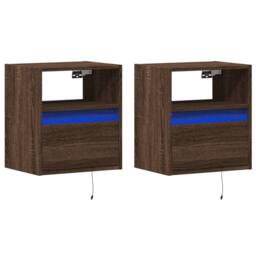 Berkfield Home TV Wall Cabinets with LED Lights 2 pcs Brown Oak 41x31x45 cm - Size: 41 x 31 x 45 cm - thumbnail 1