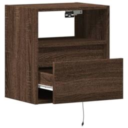 Berkfield Home TV Wall Cabinets with LED Lights 2 pcs Brown Oak 41x31x45 cm - Size: 41 x 31 x 45 cm - thumbnail 9