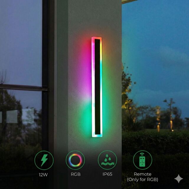 ENER-J 60cm RGB LED Wall Light Bar IP65 Waterproof Colour Changing Black - image 1