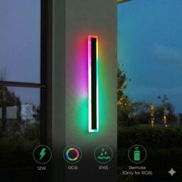 ENER-J 60cm RGB LED Wall Light Bar IP65 Waterproof Colour Changing Black - thumbnail 1