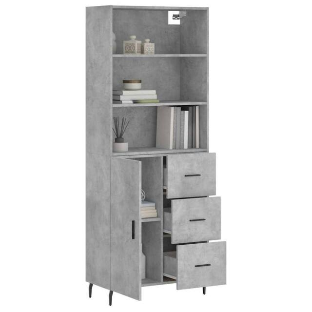 Berkfield Home Highboard Concrete Grey 69.5x34x180 cm Engineered Wood - image 1