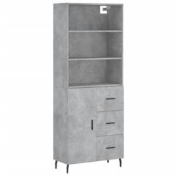 Berkfield Home Highboard Concrete Grey 69.5x34x180 cm Engineered Wood - thumbnail 3