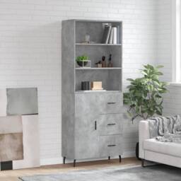 Berkfield Home Highboard Concrete Grey 69.5x34x180 cm Engineered Wood - thumbnail 2