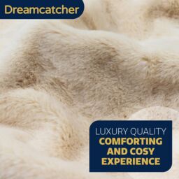 Dreamcatcher Luxury Faux Fur Polyester Throw Over Blanket 160x130cm in Cream - Size: 160x130 cm - thumbnail 5