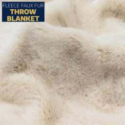 Dreamcatcher Luxury Faux Fur Polyester Throw Over Blanket 160x130cm in Cream - Size: 160x130 cm - thumbnail 2