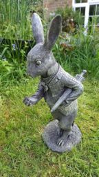Inspirational Gifting White Rabbit Garden Sculpture Decoration Ornament in Grey - thumbnail 2