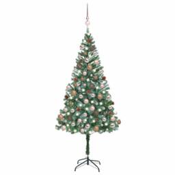 Berkfield Home Beautiful Artificial Pre-lit Christmas Tree with Ball Set Pinecon in Green - thumbnail 2