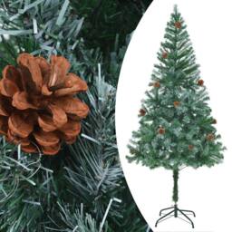 Berkfield Home Beautiful Artificial Pre-lit Christmas Tree with Ball Set Pinecon in Green - thumbnail 3