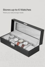 Living and Home Faux Leather Watch Display Case Jewelry Storage Boxes in Black - thumbnail 4