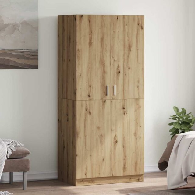 Berkfield Home Wardrobe Artisan Oak 90x52x200 cm Engineered Wood in Brown - Size: 90 x 52 x 200 cm - image 1
