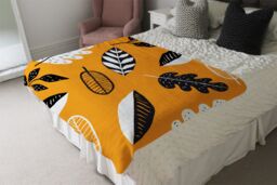 Benjamin Tate Design Doodle Leaves Blanket in Natural - Size: 120 cm x 150 cm - thumbnail 3