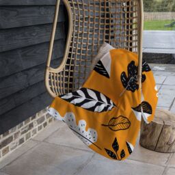 Benjamin Tate Design Doodle Leaves Blanket in Natural - Size: 120 cm x 150 cm - thumbnail 4