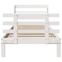 Berkfield Home Beautiful Bed Frame with Headboard without Mattress White 75x190 - Size: Small Single - thumbnail 4