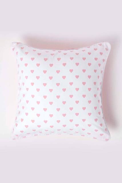 Homescapes Cotton Hearts Cushion Cover in Pink - Size: 30 cm x 50 cm - image 1