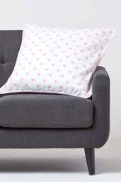 Homescapes Cotton Hearts Cushion Cover in Pink - Size: 30 cm x 50 cm - thumbnail 2
