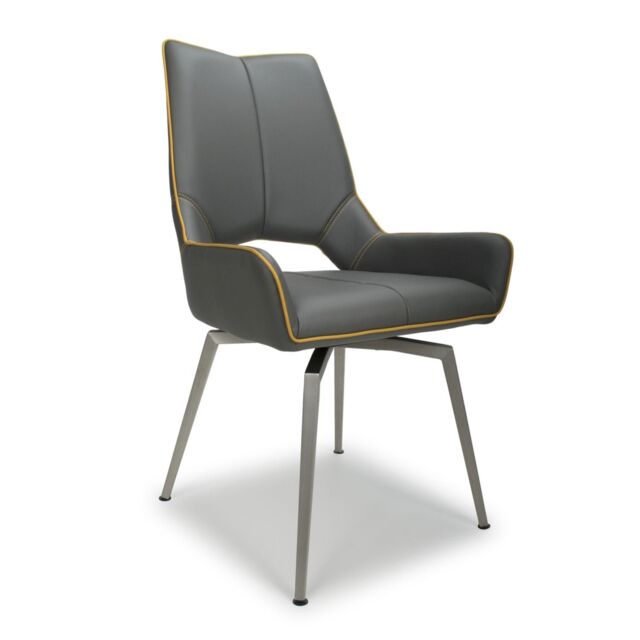 netfurniture Mackerel Leather Effect Graphite Grey Chair