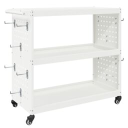 Berkfield Home Tool Trolley with Shelf with Wheel with Storage Manual White Compact Powder-coated steel - thumbnail 7