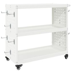 Berkfield Home Tool Trolley with Shelf with Wheel with Storage Manual White Compact Powder-coated steel - thumbnail 2