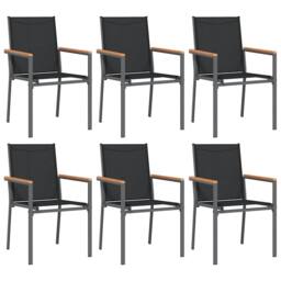 Berkfield Home Beautiful 7 Piece Garden Dining Set Black Textilene & Steel - thumbnail 4