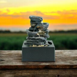 Minster Table-Top Water Fountain - L18 x W18 x H24 cm in Grey - Size: 1 Pack - thumbnail 1