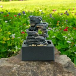 Minster Table-Top Water Fountain - L18 x W18 x H24 cm in Grey - Size: 1 Pack - thumbnail 2