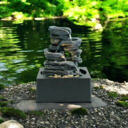 Minster Table-Top Water Fountain - L18 x W18 x H24 cm in Grey - Size: 1 Pack - thumbnail 4