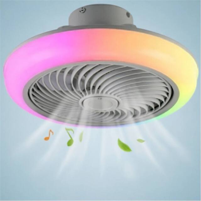 VOGREX RGB LED Ceiling Fan. Dimmable, Adjustable Speeds, Music Speaker - image 1