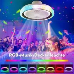 VOGREX RGB LED Ceiling Fan. Dimmable, Adjustable Speeds, Music Speaker - thumbnail 3