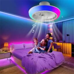 VOGREX RGB LED Ceiling Fan. Dimmable, Adjustable Speeds, Music Speaker - thumbnail 5