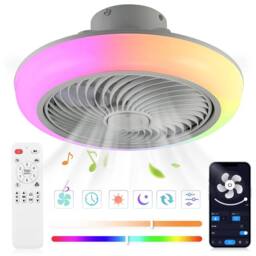 VOGREX RGB LED Ceiling Fan. Dimmable, Adjustable Speeds, Music Speaker - thumbnail 2