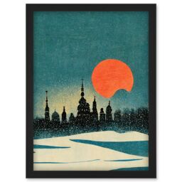 Artery8 Cathedral Saint Sophia Kiev Ukraine Winter Sunset Artwork Framed Wall Art Print A4 in Black - thumbnail 1