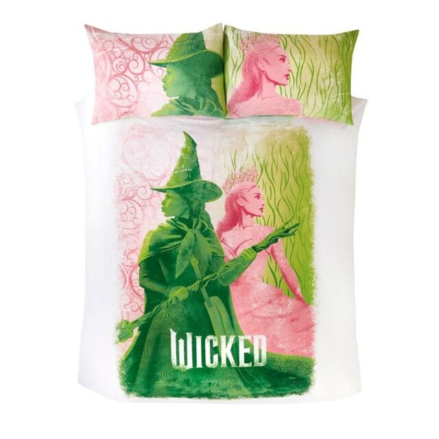 Wicked Reversible Elphaba & Glinda Duvet Cover Set in Baby Pink - Size: Single - image 1