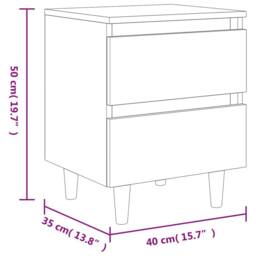 Berkfield Home Sturdy Bed Cabinet with Solid Wood Legs Smoked Oak 40x35x50 cm in Brown - Size: 40 x 35 x 50 cm - thumbnail 9