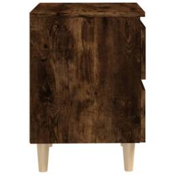 Berkfield Home Sturdy Bed Cabinet with Solid Wood Legs Smoked Oak 40x35x50 cm in Brown - Size: 40 x 35 x 50 cm - thumbnail 6