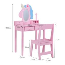 Costway Kids Vanity Set in Pink - thumbnail 2