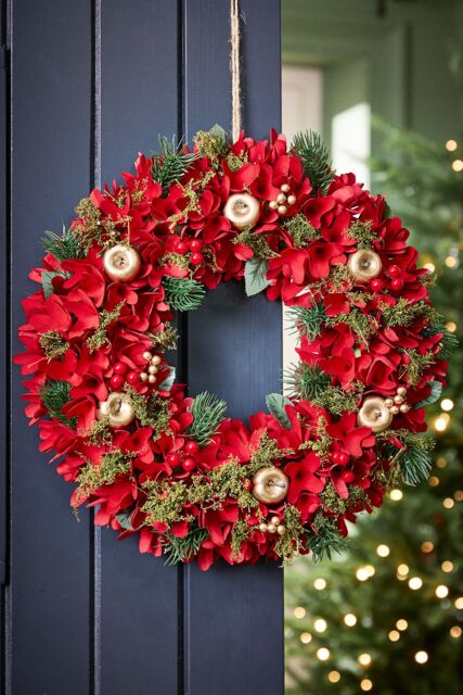 Dibor Traditional Red Festive Front Door Wreath Christmas Wreath 38cm - image 1