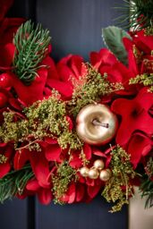 Dibor Traditional Red Festive Front Door Wreath Christmas Wreath 38cm - thumbnail 3