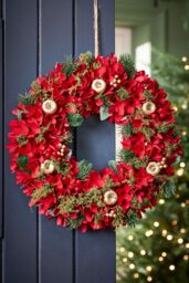 Dibor Traditional Red Festive Front Door Wreath Christmas Wreath 38cm - thumbnail 1