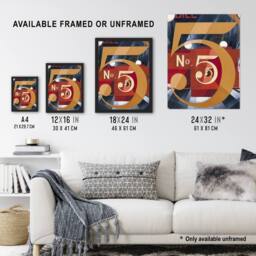 Artery8 I Saw the Figure 5 in Gold Charles Demuth Framed Wall Art Print in Blue - Size: A4 - thumbnail 3