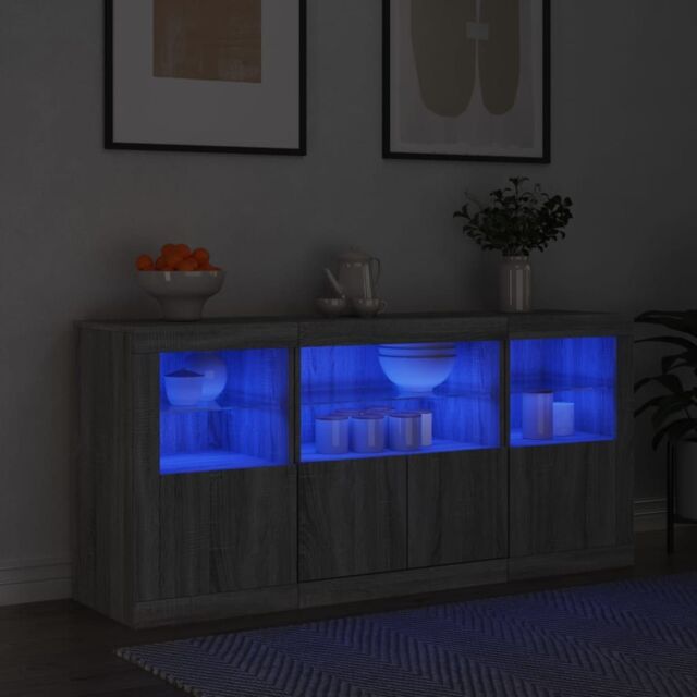 Berkfield Home Sideboard with LED Lights Grey Sonoma 142.5x37x67 cm - image 1