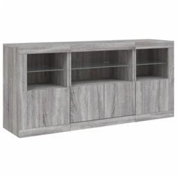 Berkfield Home Sideboard with LED Lights Grey Sonoma 142.5x37x67 cm - thumbnail 5