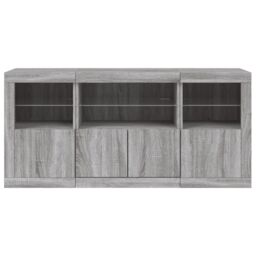Berkfield Home Sideboard with LED Lights Grey Sonoma 142.5x37x67 cm - thumbnail 6