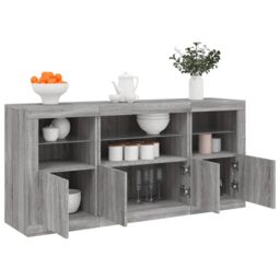 Berkfield Home Sideboard with LED Lights Grey Sonoma 142.5x37x67 cm - thumbnail 4