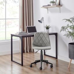 FurnitureboxUK Tessa Grey Velvet Office Chair - thumbnail 2