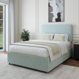 Bedmaster Linen 2 Drawer Divan Base & Plain Headboard in Light Brown - Size: Small Double - thumbnail 3