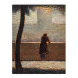 Artery8 Georges Seurat Framed Wall Art Print Man Leaning on a Parapet in Grey - Size: A4 - thumbnail 3