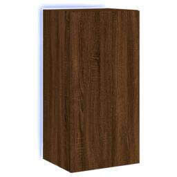 Berkfield Home TV Wall Cabinet with LED Lights Brown Oak 40.5x35x80 cm - thumbnail 1