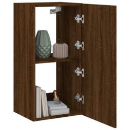 Berkfield Home TV Wall Cabinet with LED Lights Brown Oak 40.5x35x80 cm - thumbnail 6